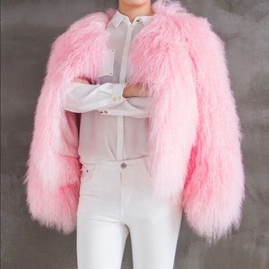 Jackets & Coats - Pink Mongolian Fur Coat Jackets & Coats - Pink Mongolian Fur Coat